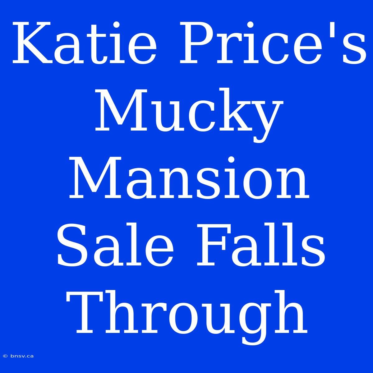 Katie Price's Mucky Mansion Sale Falls Through