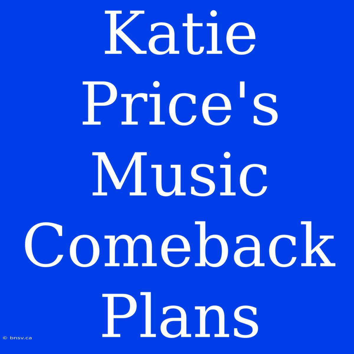 Katie Price's Music Comeback Plans