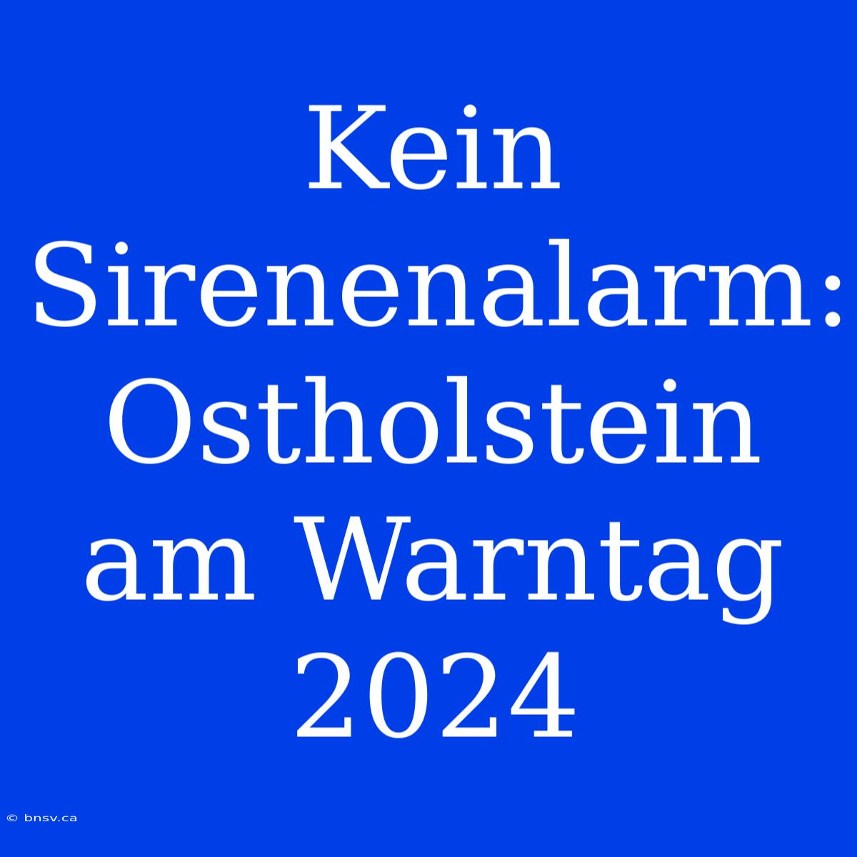 Kein Sirenenalarm: Ostholstein Am Warntag 2024