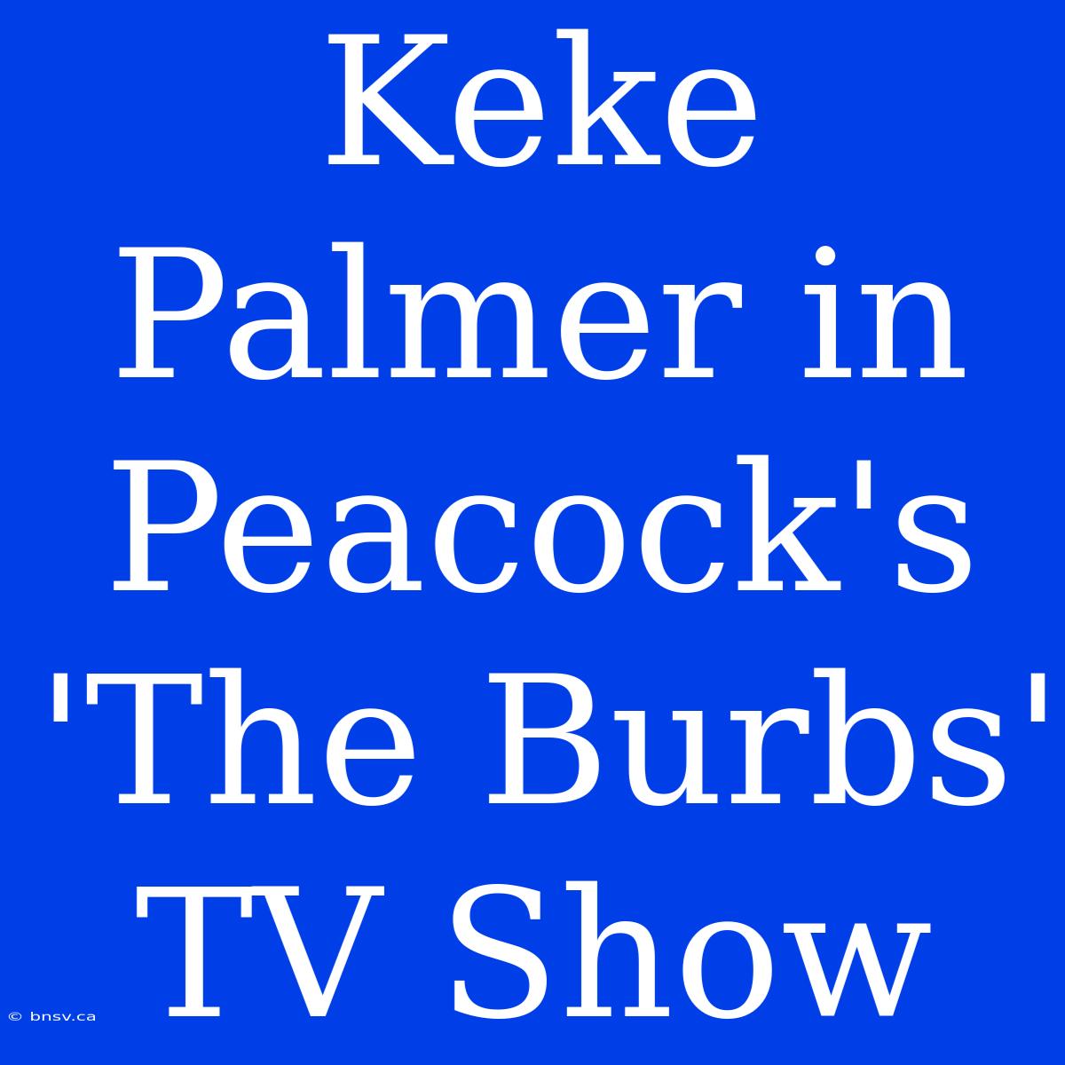 Keke Palmer In Peacock's 'The Burbs' TV Show