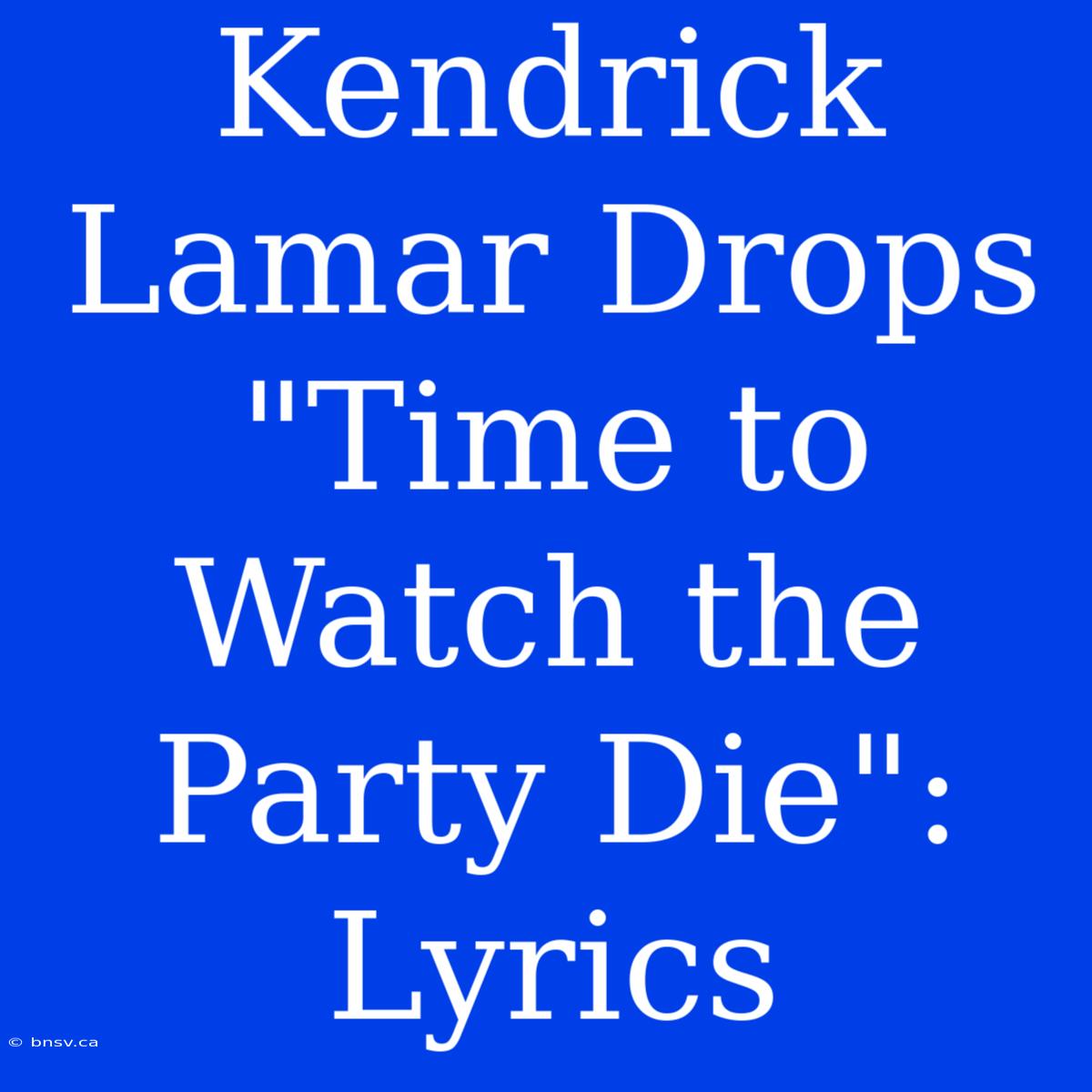 Kendrick Lamar Drops 