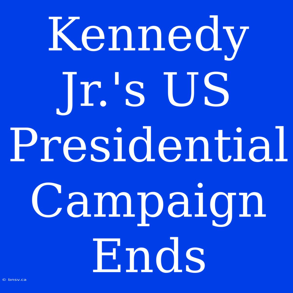 Kennedy Jr.'s US Presidential Campaign Ends