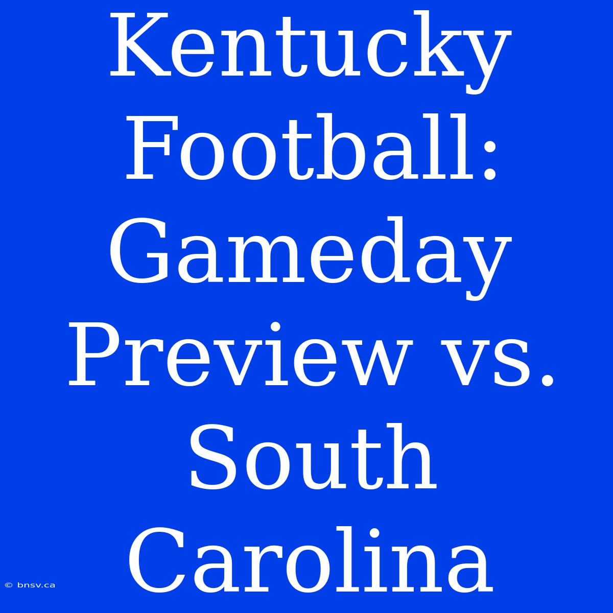 Kentucky Football:  Gameday Preview Vs. South Carolina