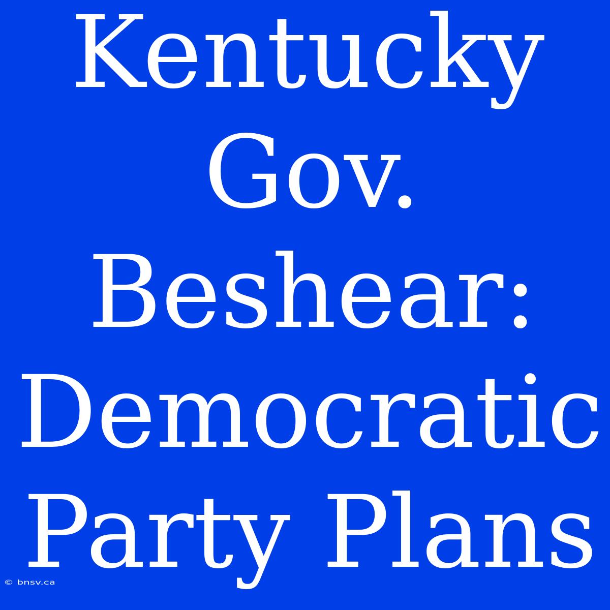 Kentucky Gov. Beshear: Democratic Party Plans