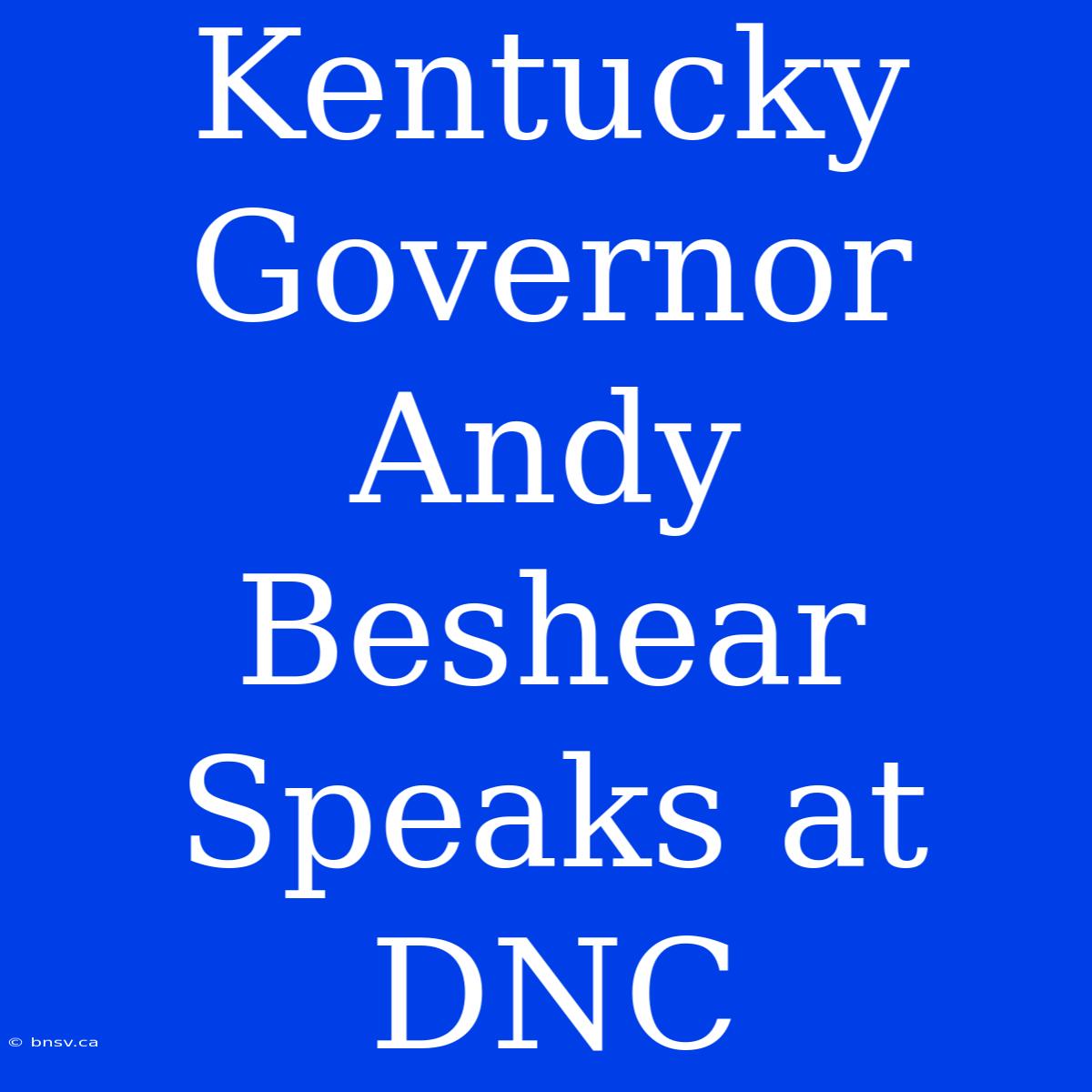 Kentucky Governor Andy Beshear Speaks At DNC