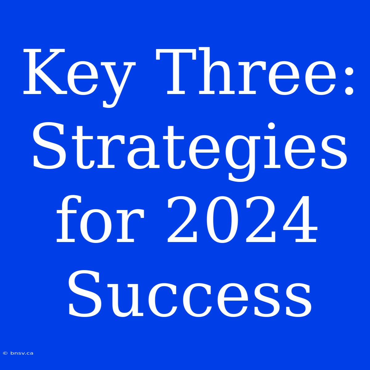 Key Three: Strategies For 2024 Success