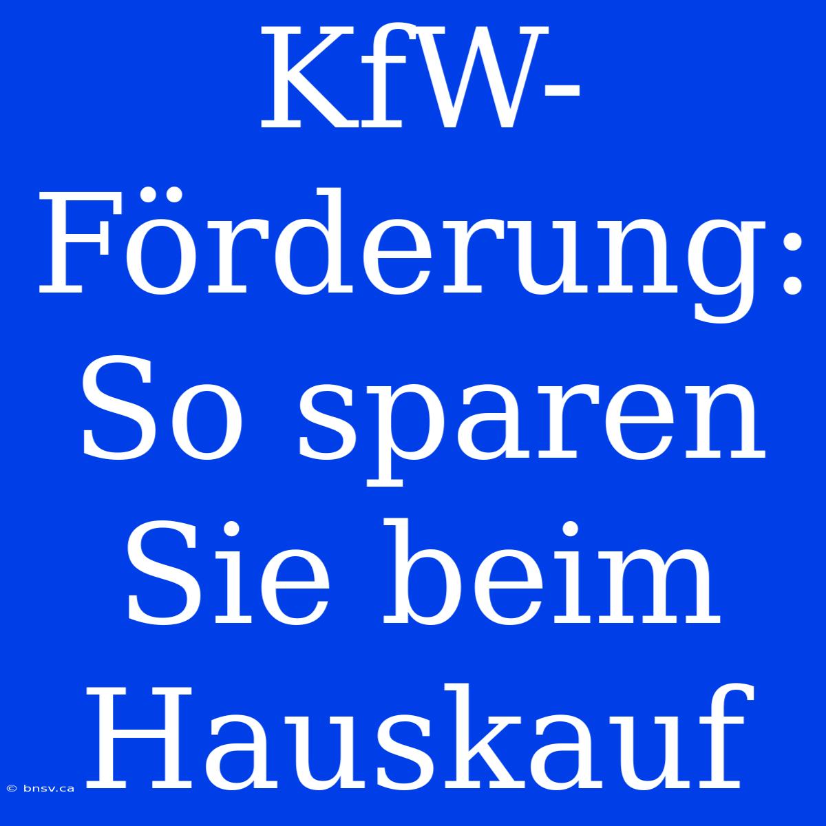 KfW-Förderung:  So Sparen Sie Beim Hauskauf