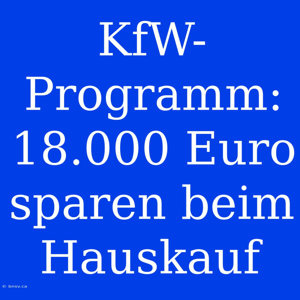 KfW-Programm: 18.000 Euro Sparen Beim Hauskauf