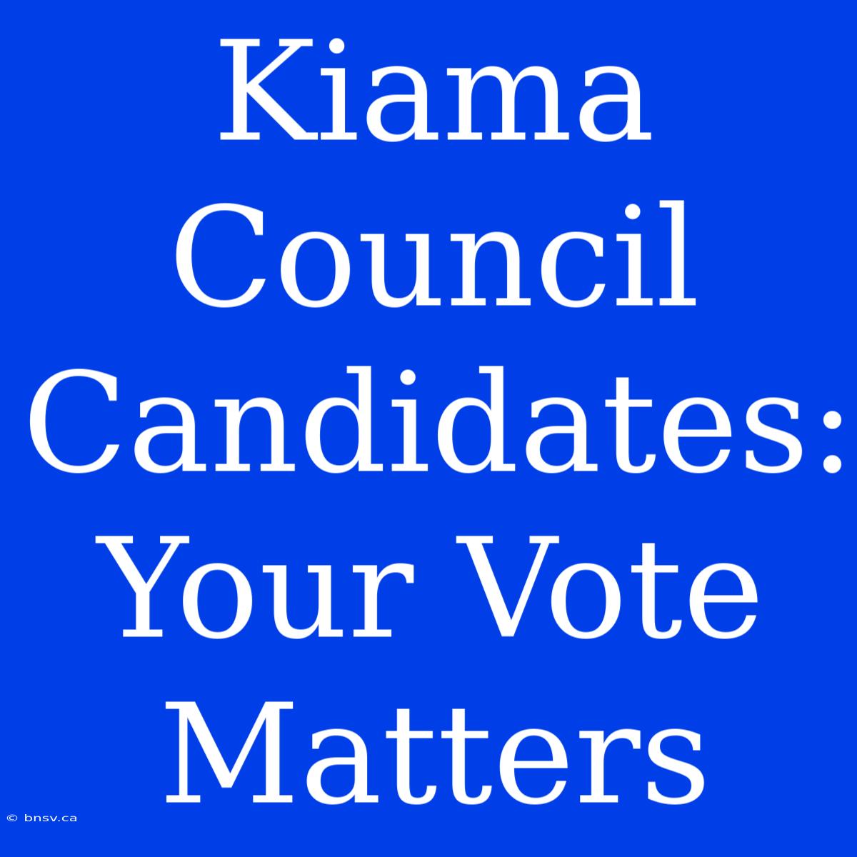 Kiama Council Candidates: Your Vote Matters