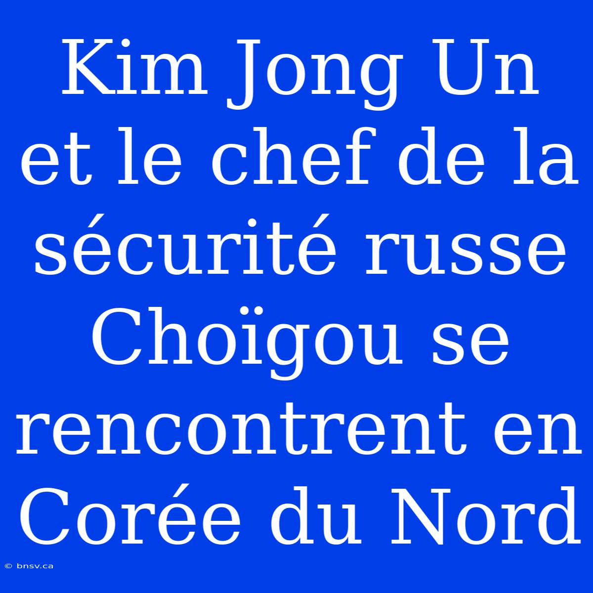 Kim Jong Un Et Le Chef De La Sécurité Russe Choïgou Se Rencontrent En Corée Du Nord