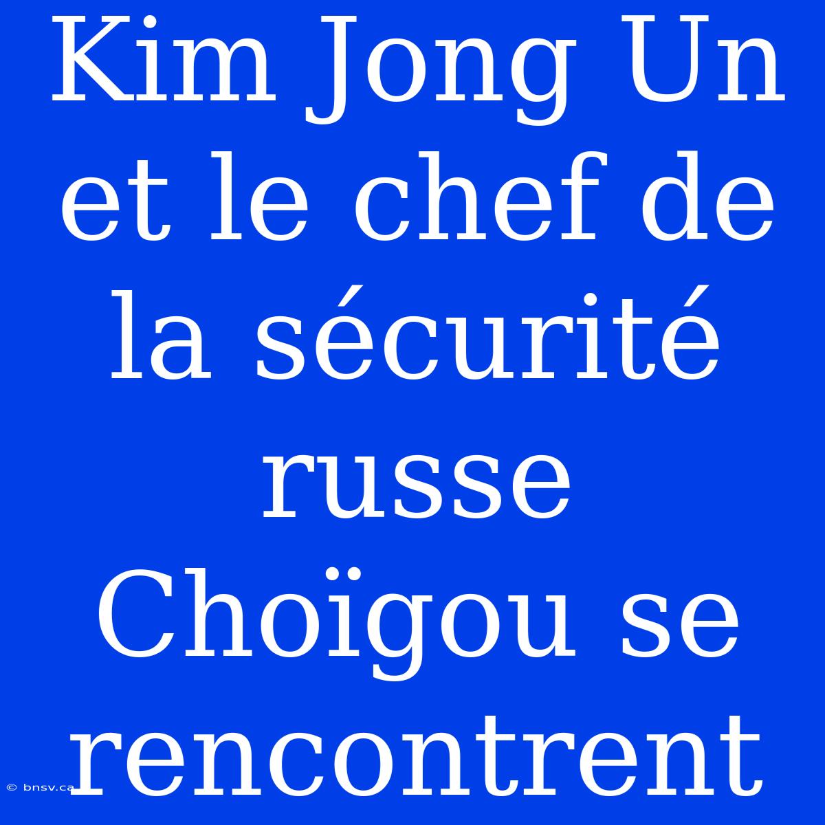 Kim Jong Un Et Le Chef De La Sécurité Russe Choïgou Se Rencontrent