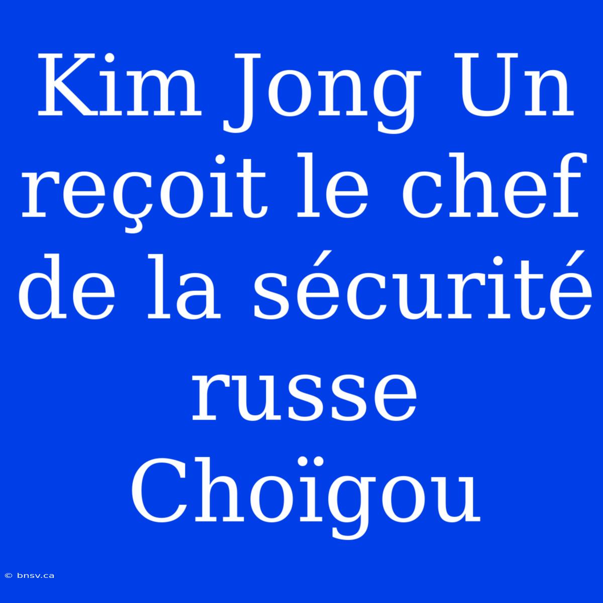 Kim Jong Un Reçoit Le Chef De La Sécurité Russe Choïgou