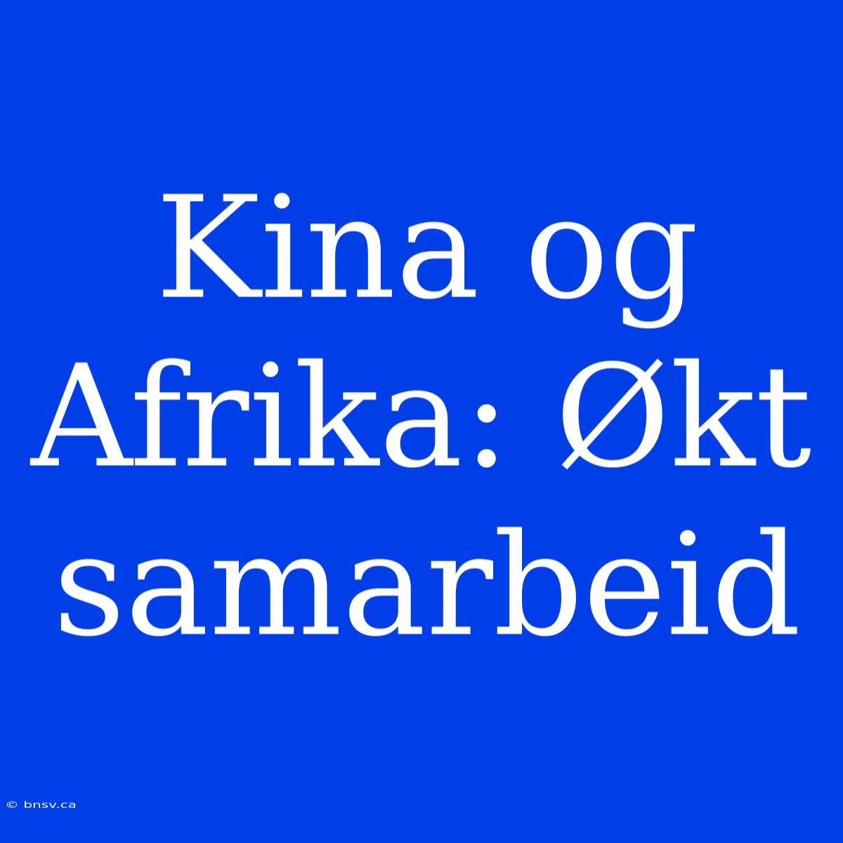 Kina Og Afrika: Økt Samarbeid