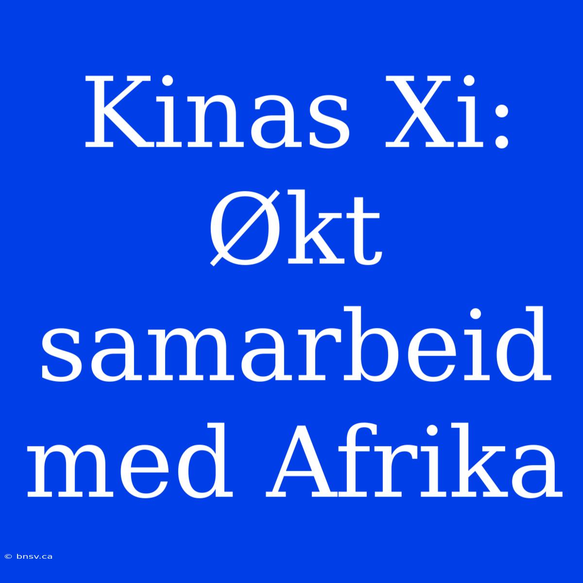 Kinas Xi: Økt Samarbeid Med Afrika