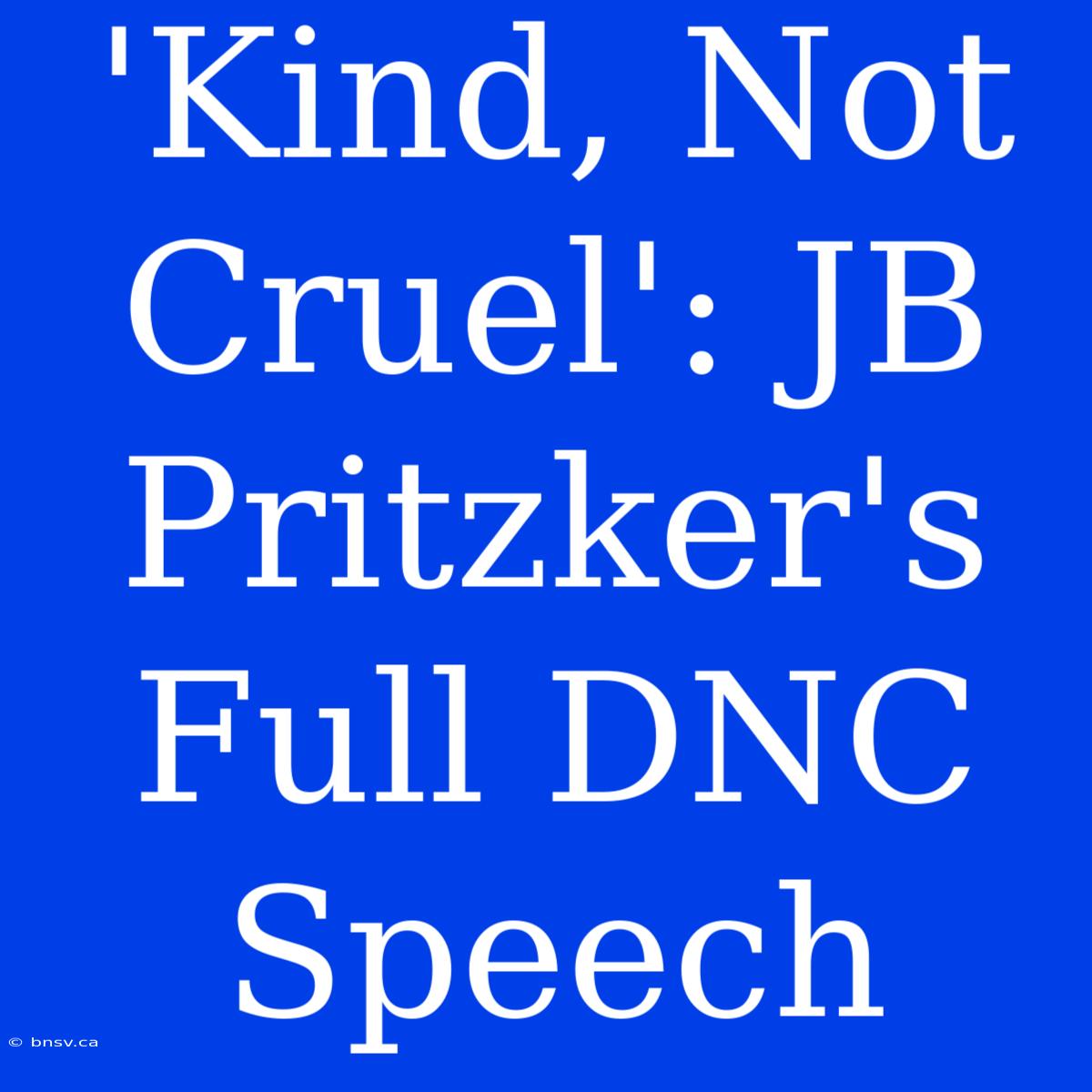 'Kind, Not Cruel': JB Pritzker's Full DNC Speech