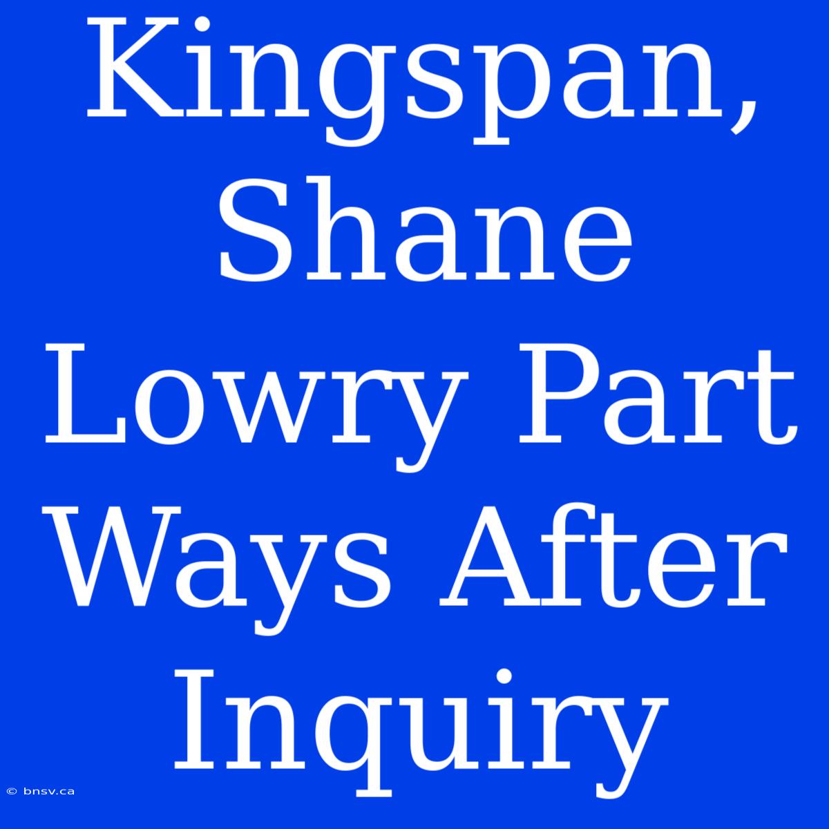 Kingspan, Shane Lowry Part Ways After Inquiry