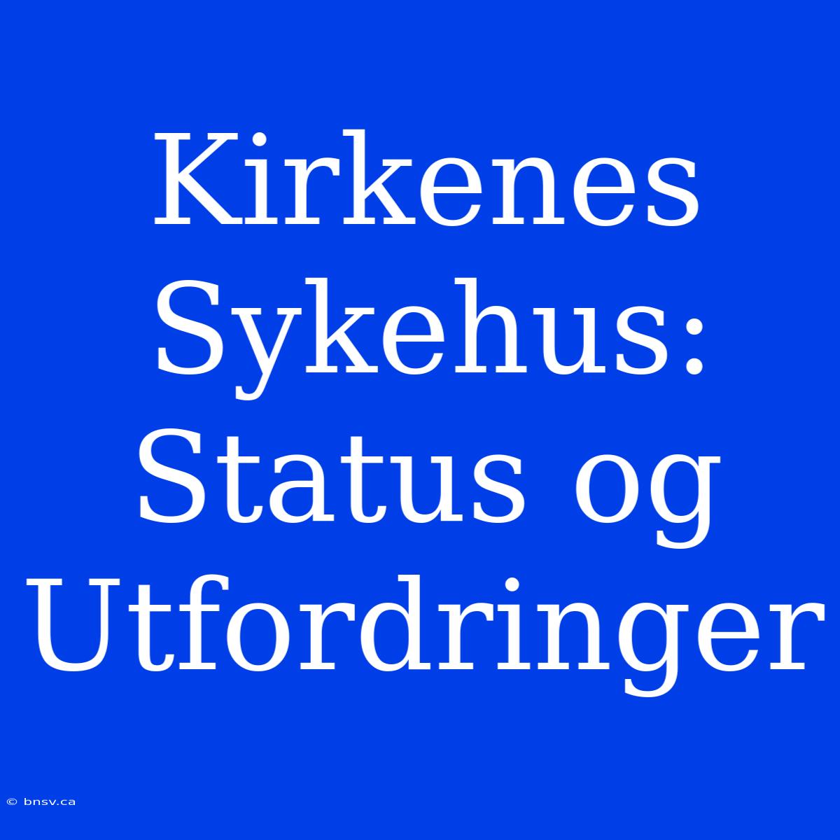 Kirkenes Sykehus: Status Og Utfordringer