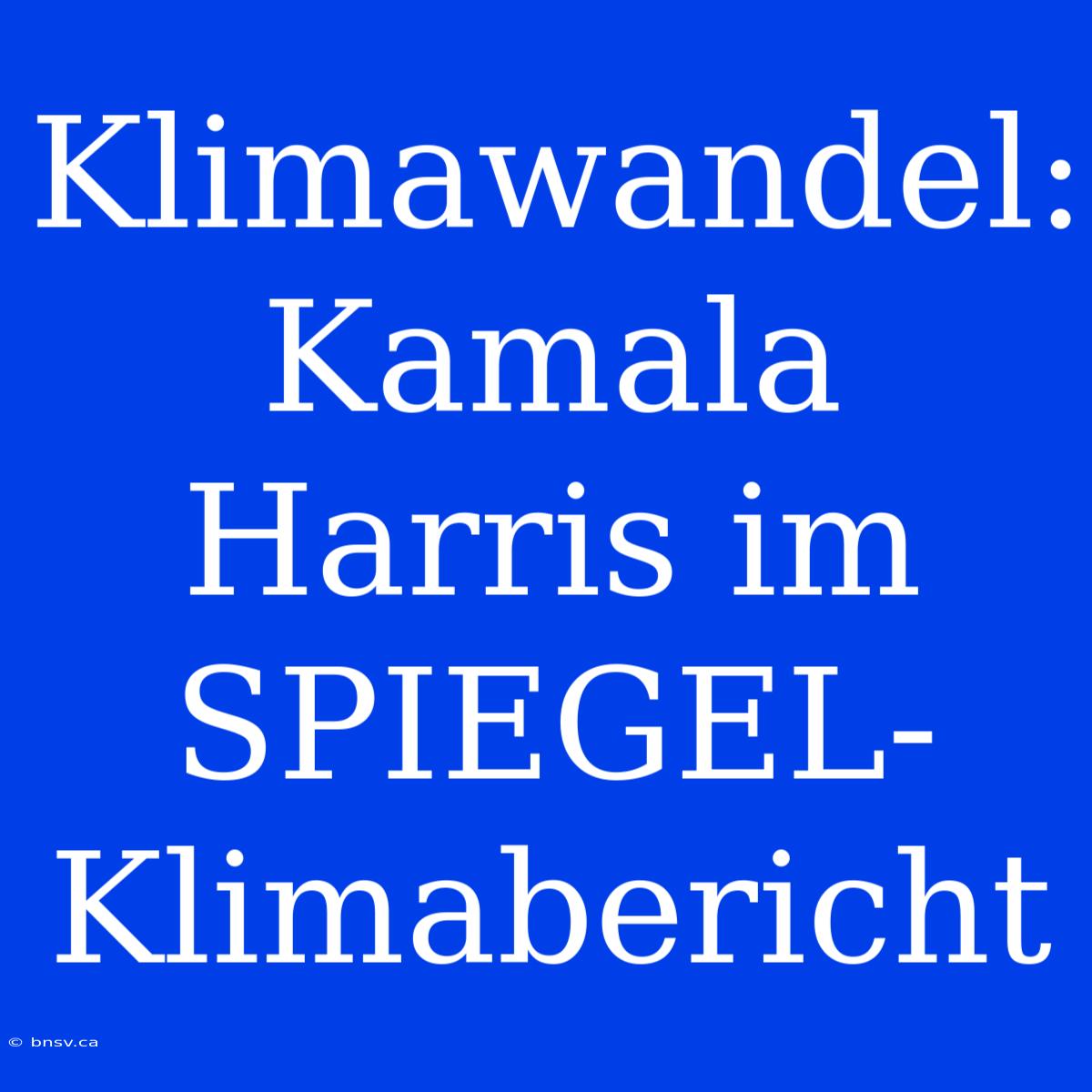 Klimawandel: Kamala Harris Im SPIEGEL-Klimabericht