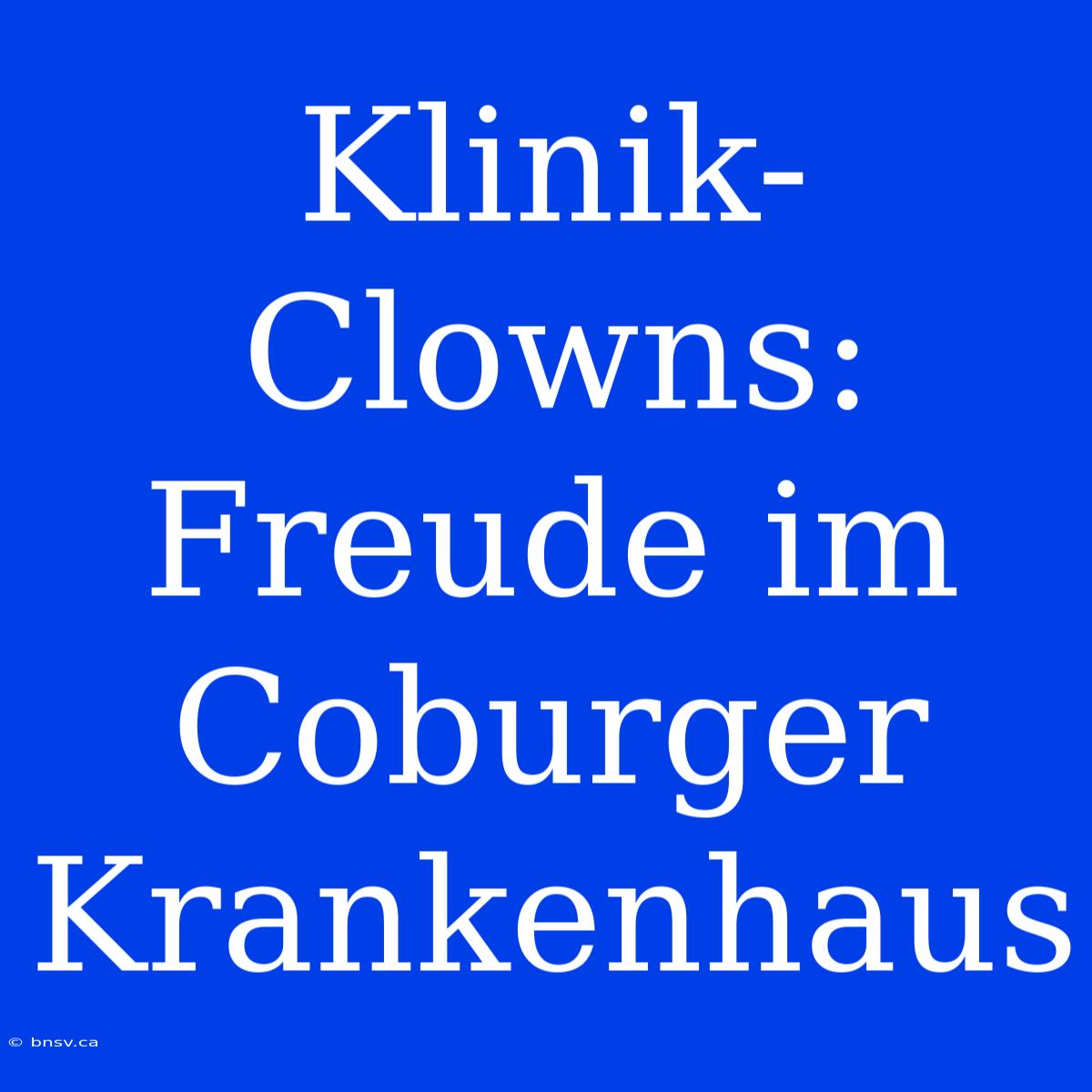 Klinik-Clowns: Freude Im Coburger Krankenhaus