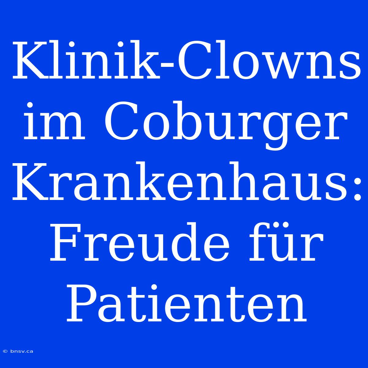 Klinik-Clowns Im Coburger Krankenhaus: Freude Für Patienten