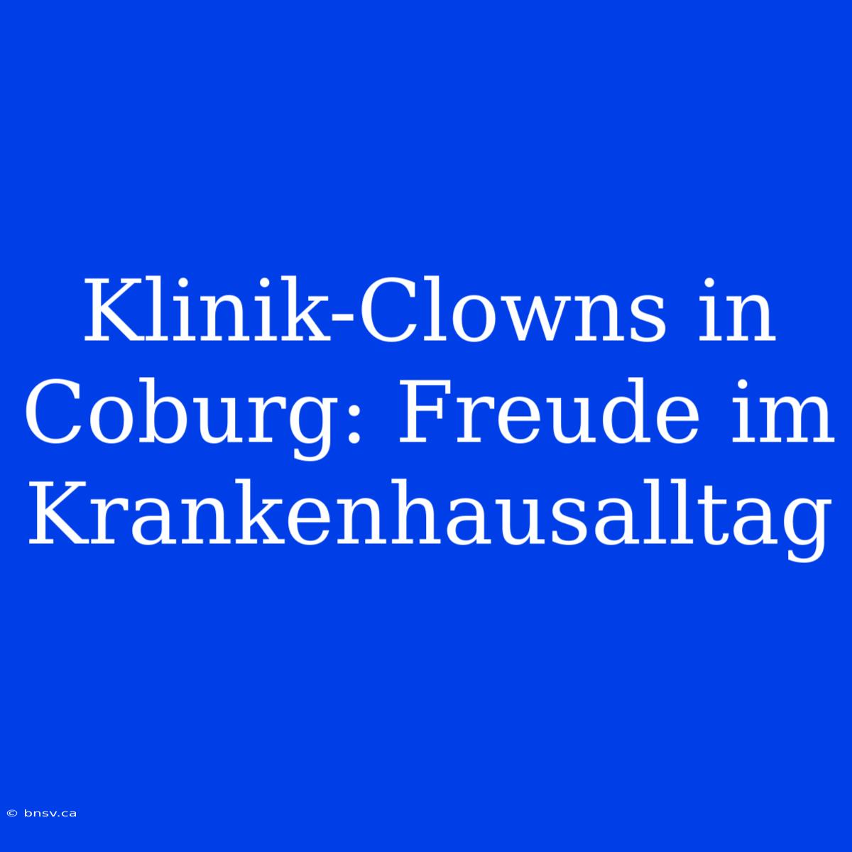 Klinik-Clowns In Coburg: Freude Im Krankenhausalltag