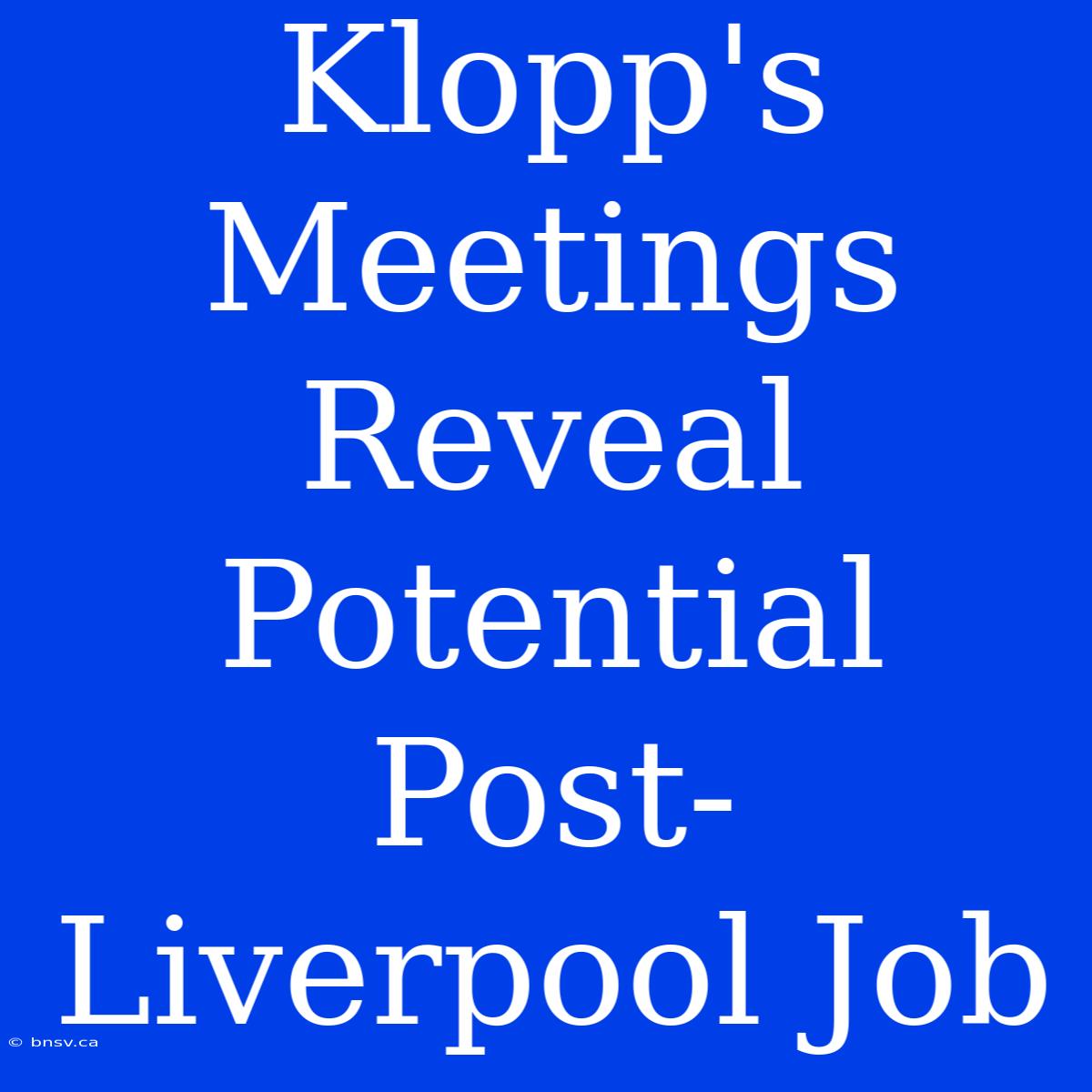 Klopp's Meetings Reveal Potential Post-Liverpool Job