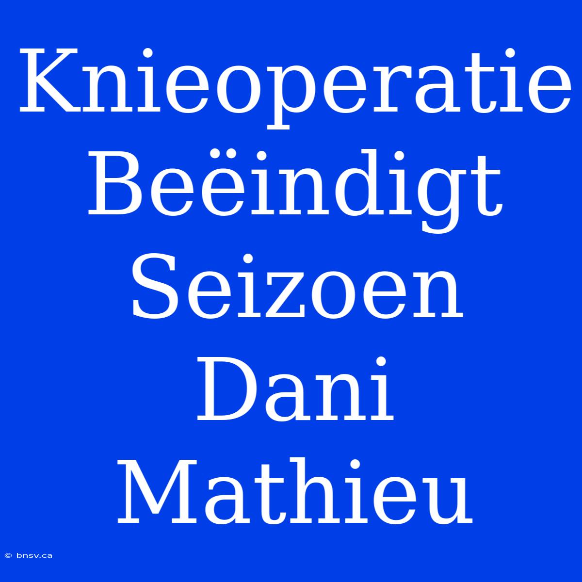 Knieoperatie Beëindigt Seizoen Dani Mathieu