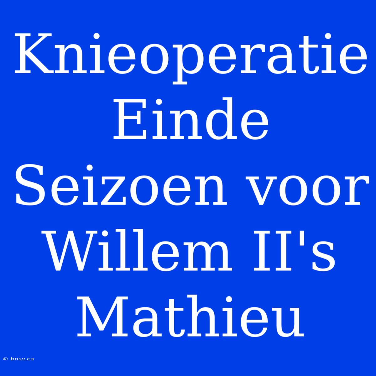 Knieoperatie Einde Seizoen Voor Willem II's Mathieu