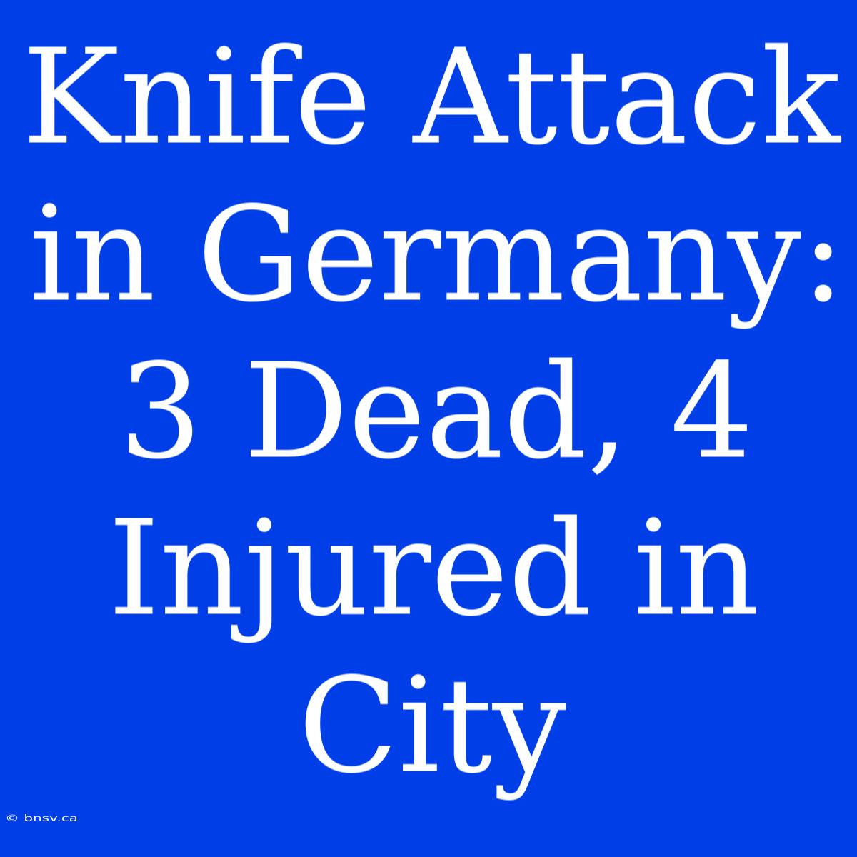 Knife Attack In Germany: 3 Dead, 4 Injured In City