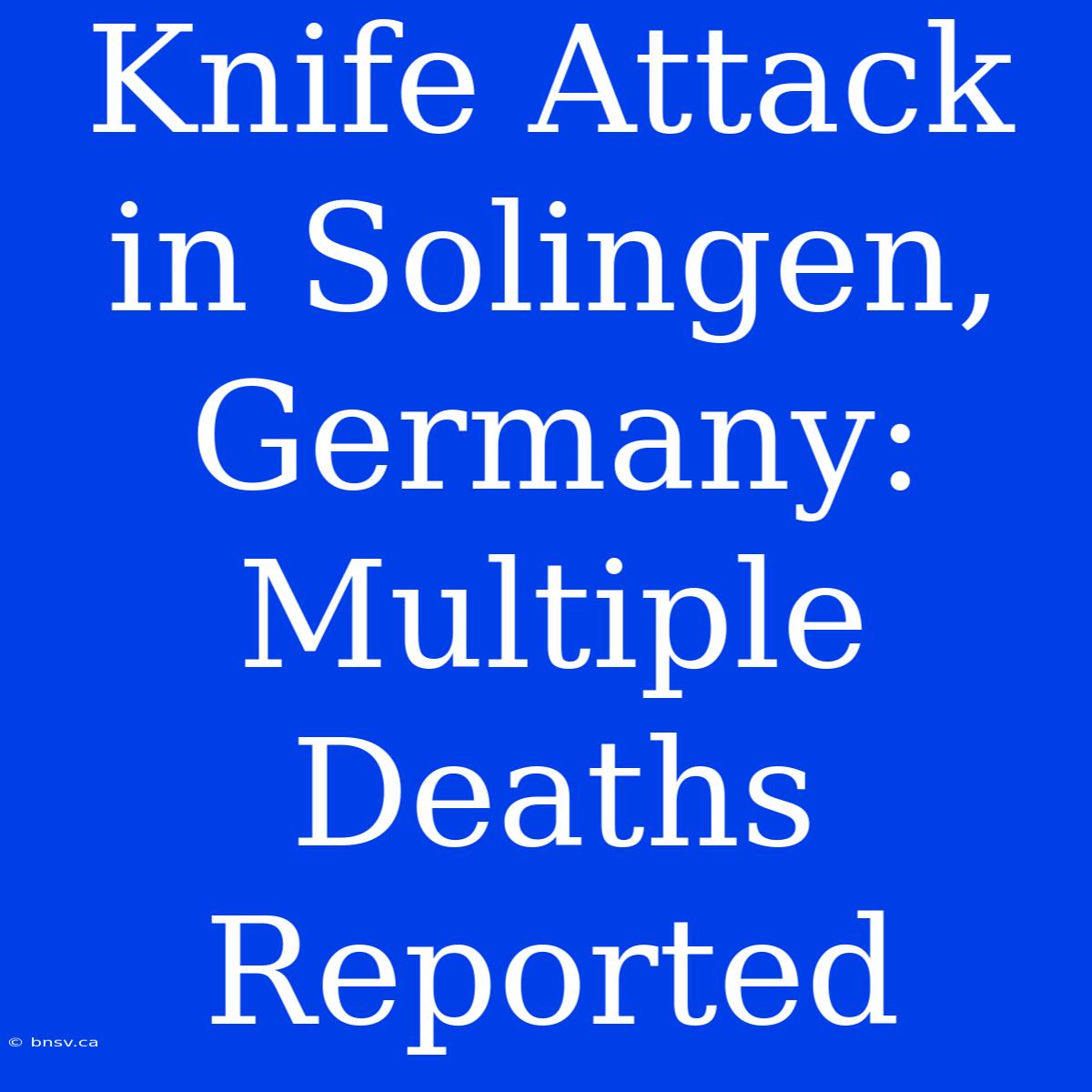 Knife Attack In Solingen, Germany: Multiple Deaths Reported