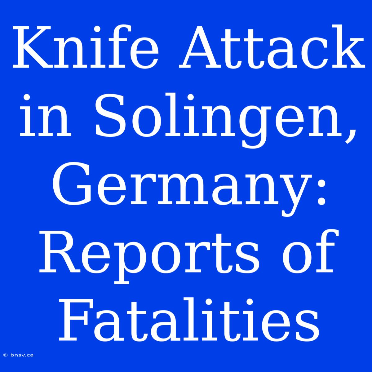 Knife Attack In Solingen, Germany: Reports Of Fatalities