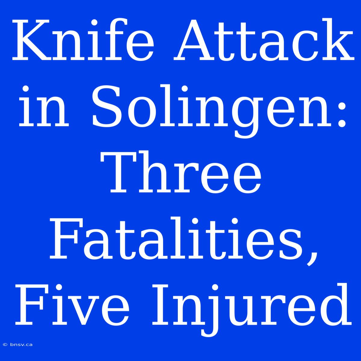 Knife Attack In Solingen: Three Fatalities, Five Injured