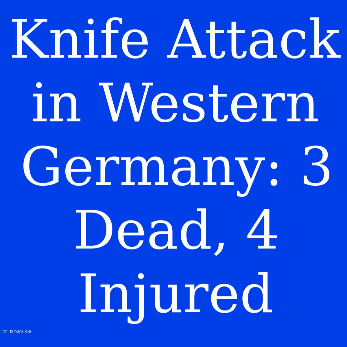 Knife Attack In Western Germany: 3 Dead, 4 Injured