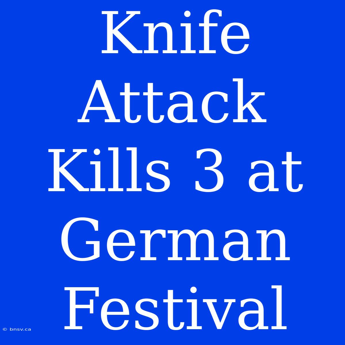 Knife Attack Kills 3 At German Festival