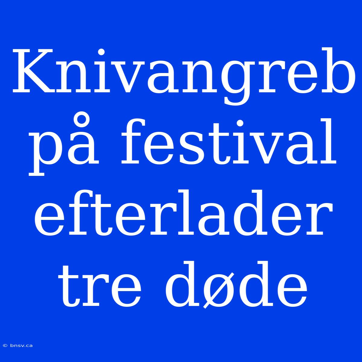 Knivangreb På Festival Efterlader Tre Døde