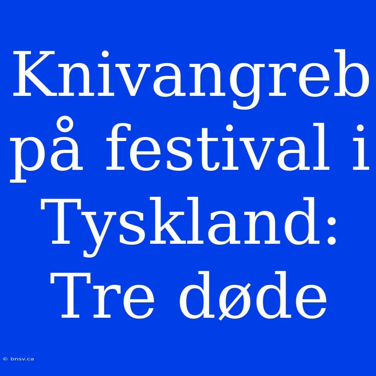 Knivangreb På Festival I Tyskland: Tre Døde