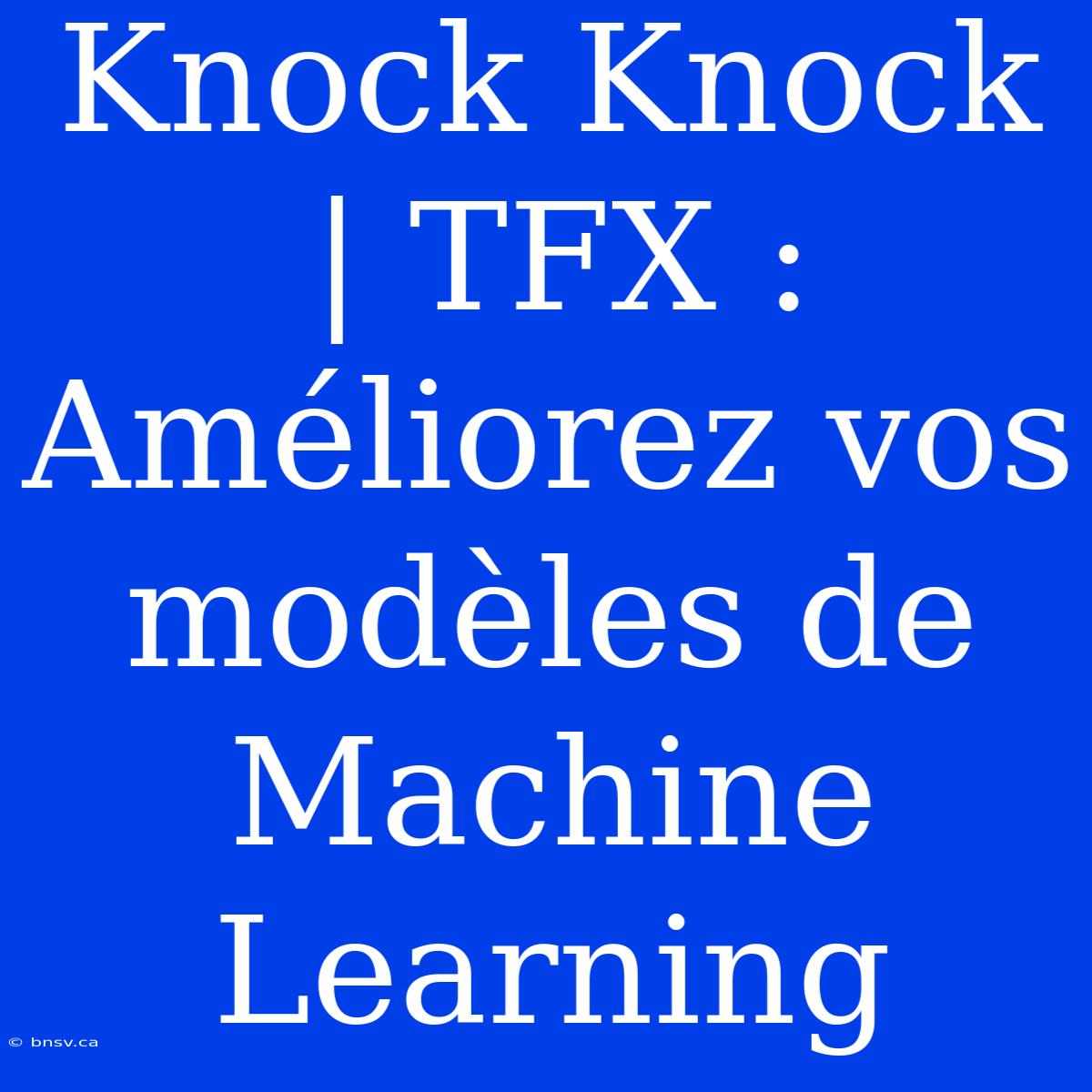 Knock Knock | TFX : Améliorez Vos Modèles De Machine Learning