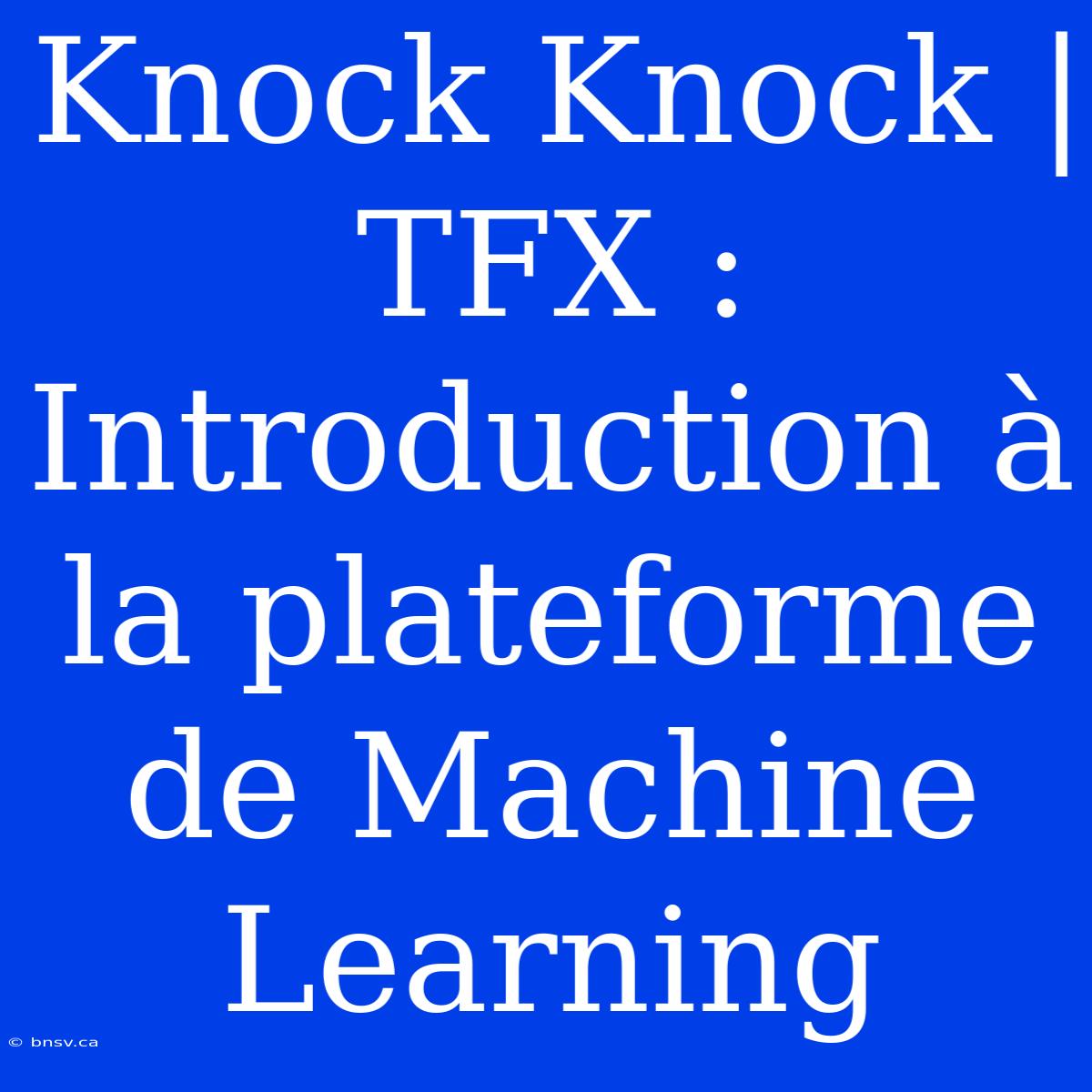 Knock Knock | TFX : Introduction À La Plateforme De Machine Learning