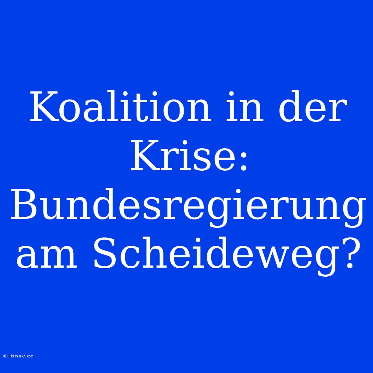 Koalition In Der Krise: Bundesregierung Am Scheideweg?