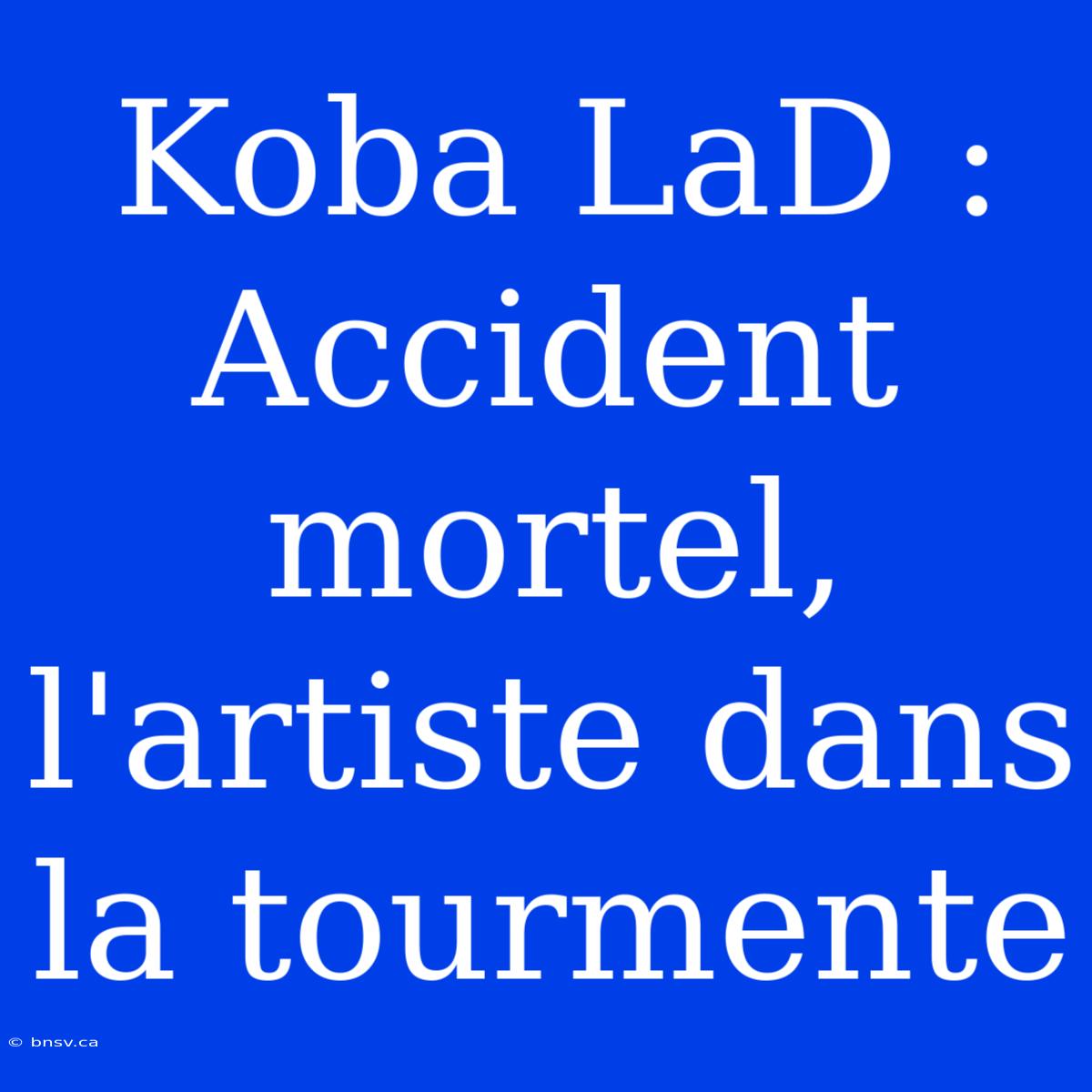 Koba LaD : Accident Mortel, L'artiste Dans La Tourmente