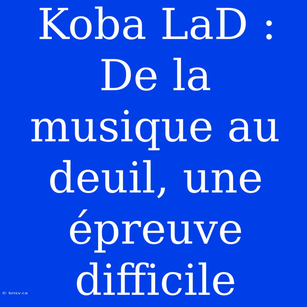 Koba LaD : De La Musique Au Deuil, Une Épreuve Difficile