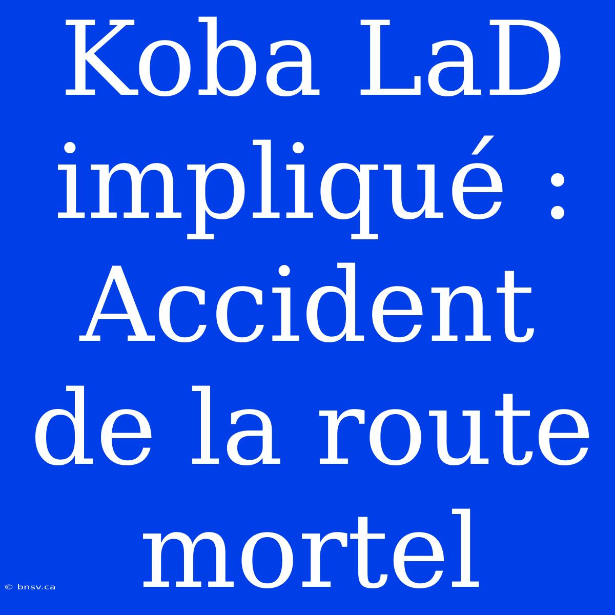 Koba LaD Impliqué : Accident De La Route Mortel