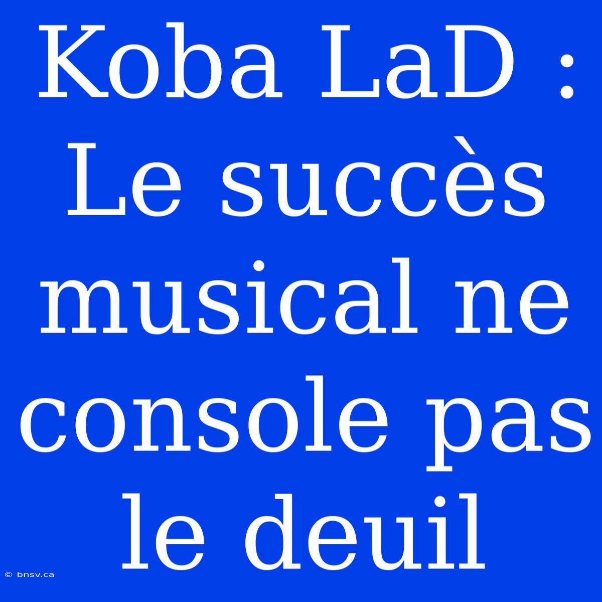 Koba LaD : Le Succès Musical Ne Console Pas Le Deuil