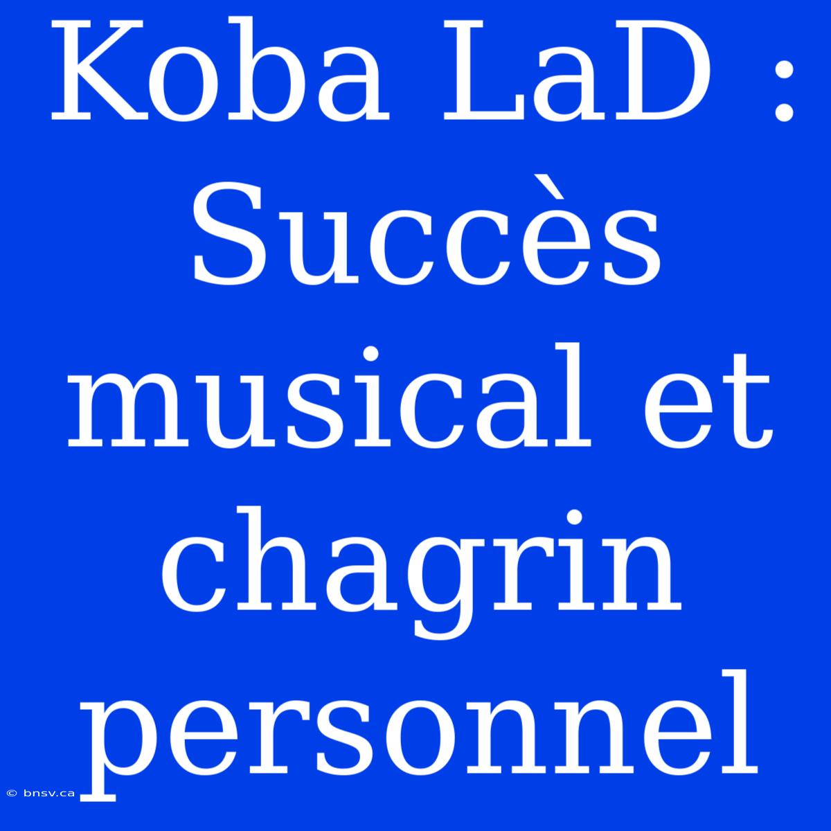 Koba LaD : Succès Musical Et Chagrin Personnel