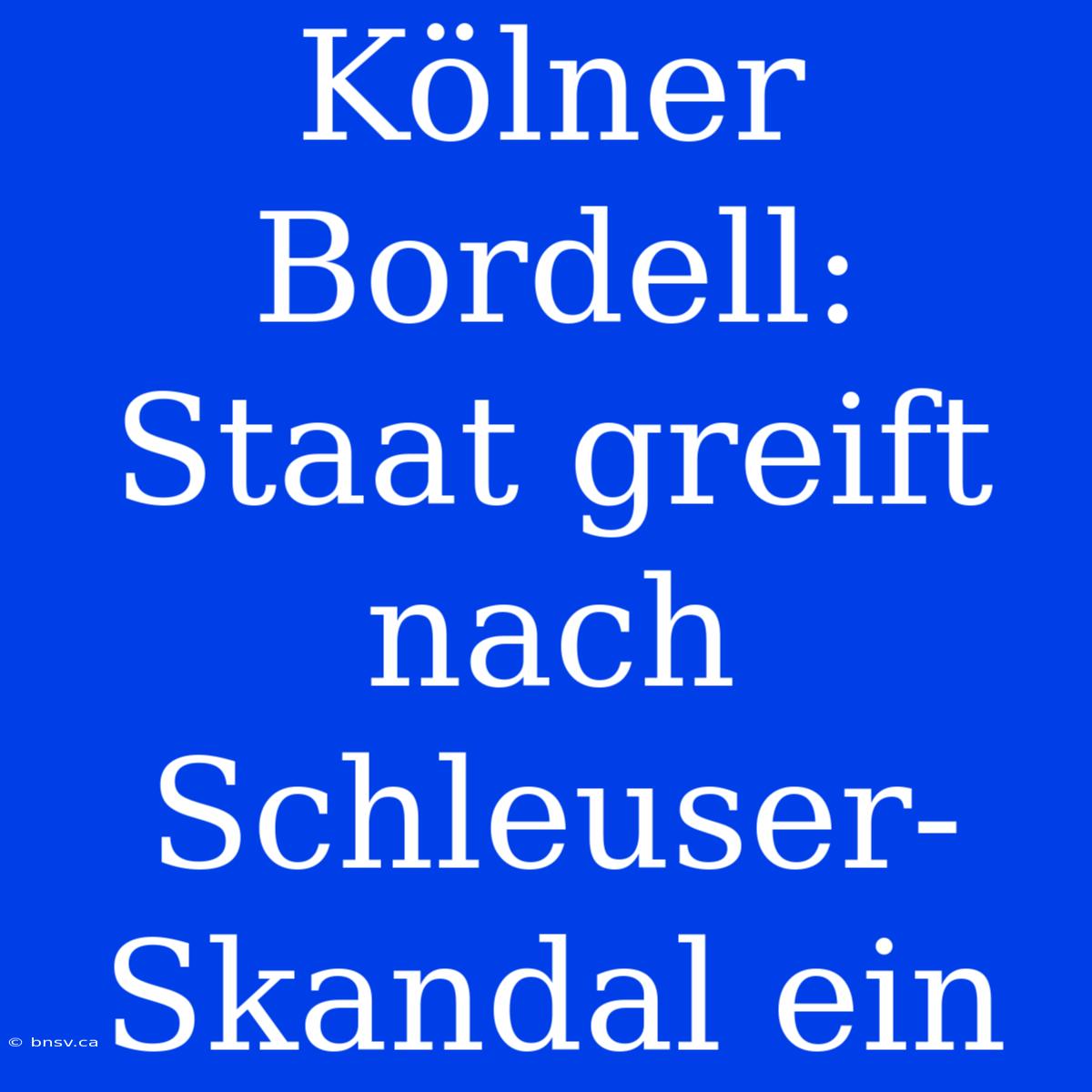 Kölner Bordell: Staat Greift Nach Schleuser-Skandal Ein