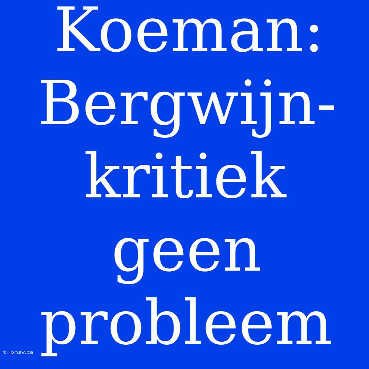 Koeman: Bergwijn-kritiek Geen Probleem