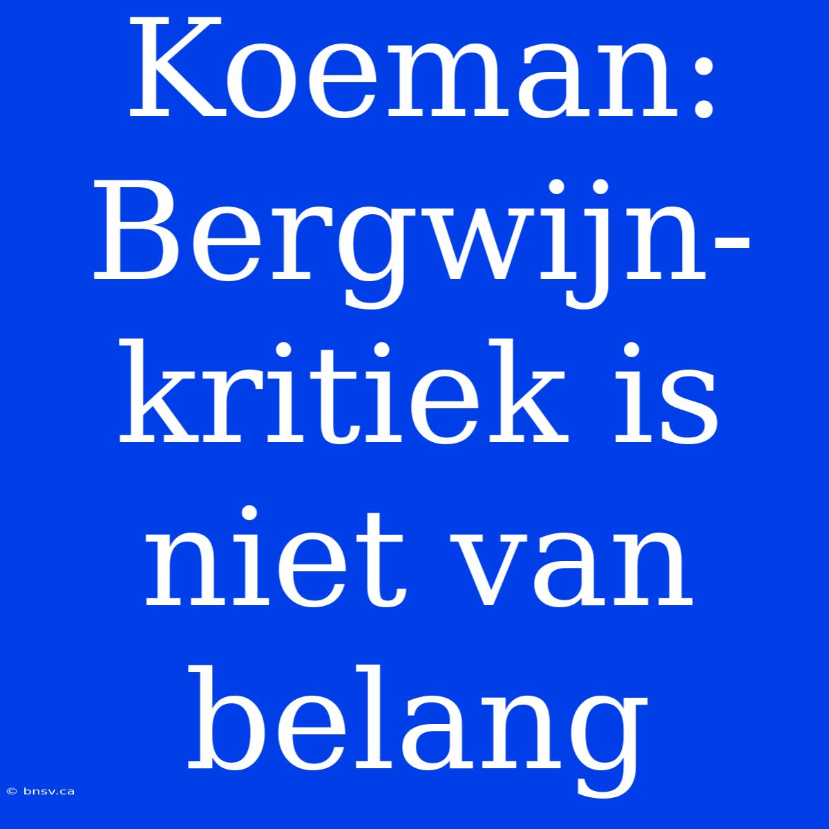 Koeman: Bergwijn-kritiek Is Niet Van Belang