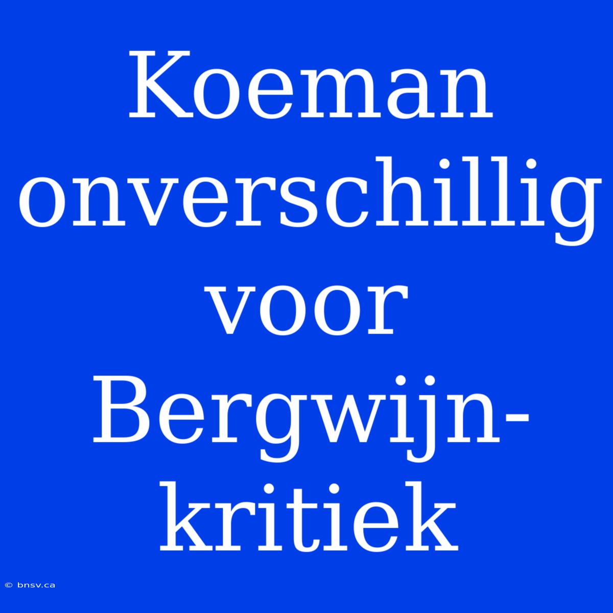 Koeman Onverschillig Voor Bergwijn-kritiek