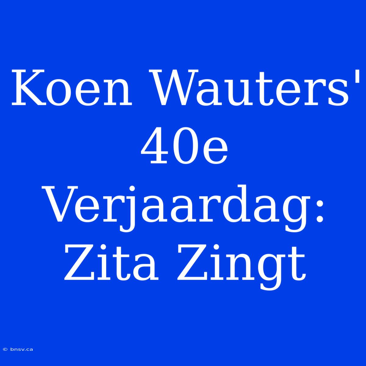 Koen Wauters' 40e Verjaardag: Zita Zingt