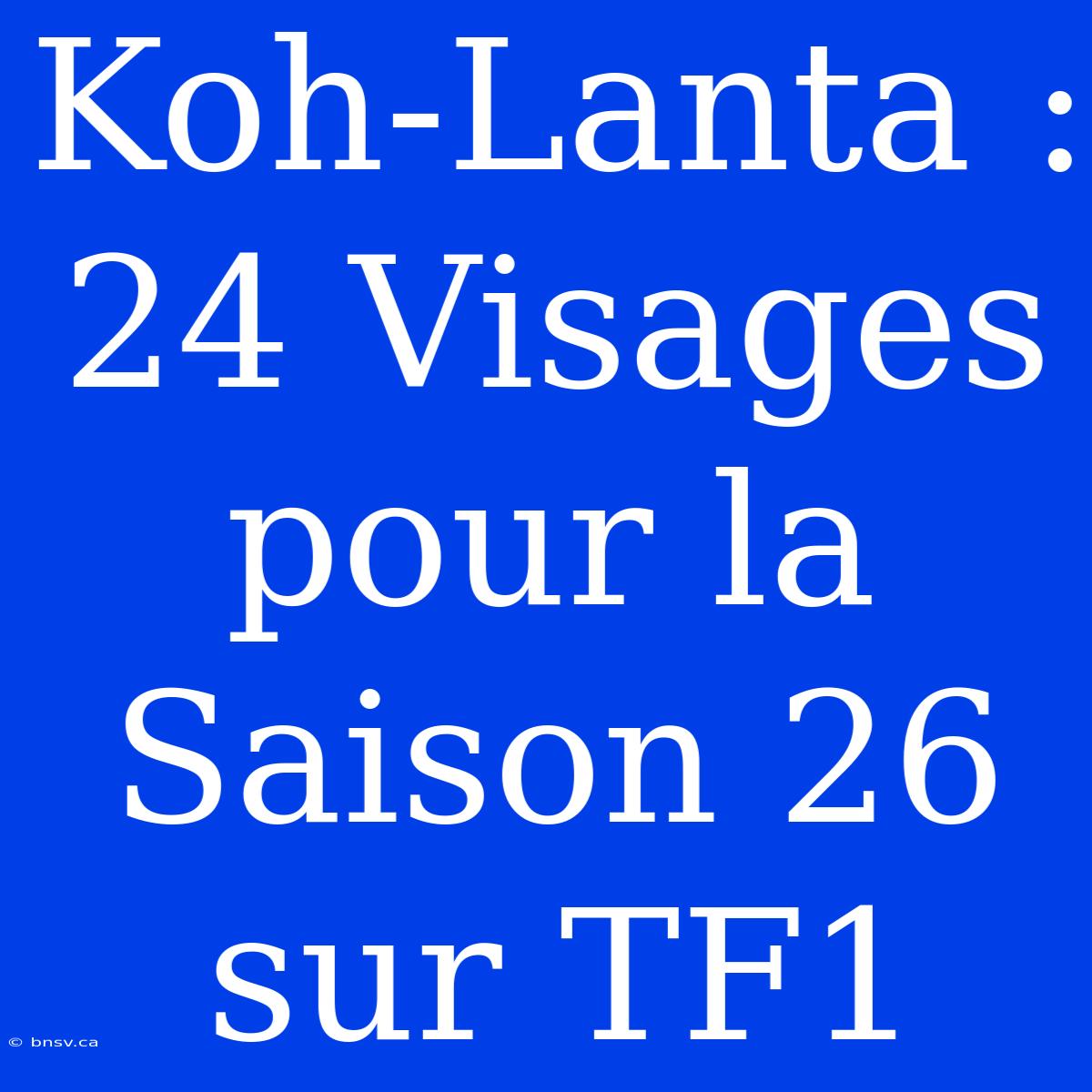 Koh-Lanta : 24 Visages Pour La Saison 26 Sur TF1